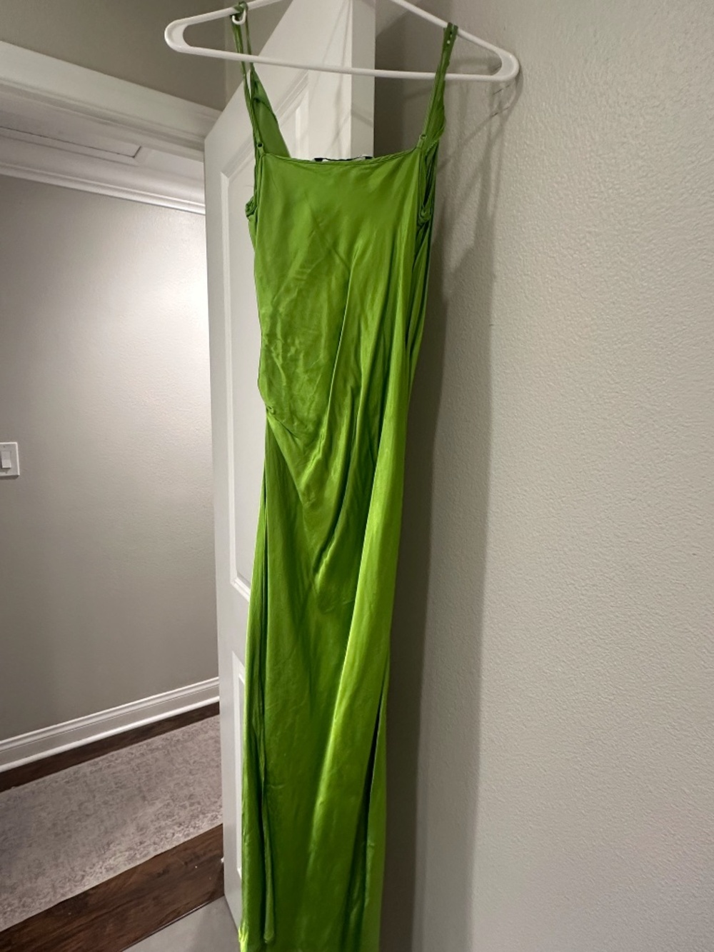 ZARA GREEN DRAPED LINGERIE-STYLE DRESS - Picture 5 of 5